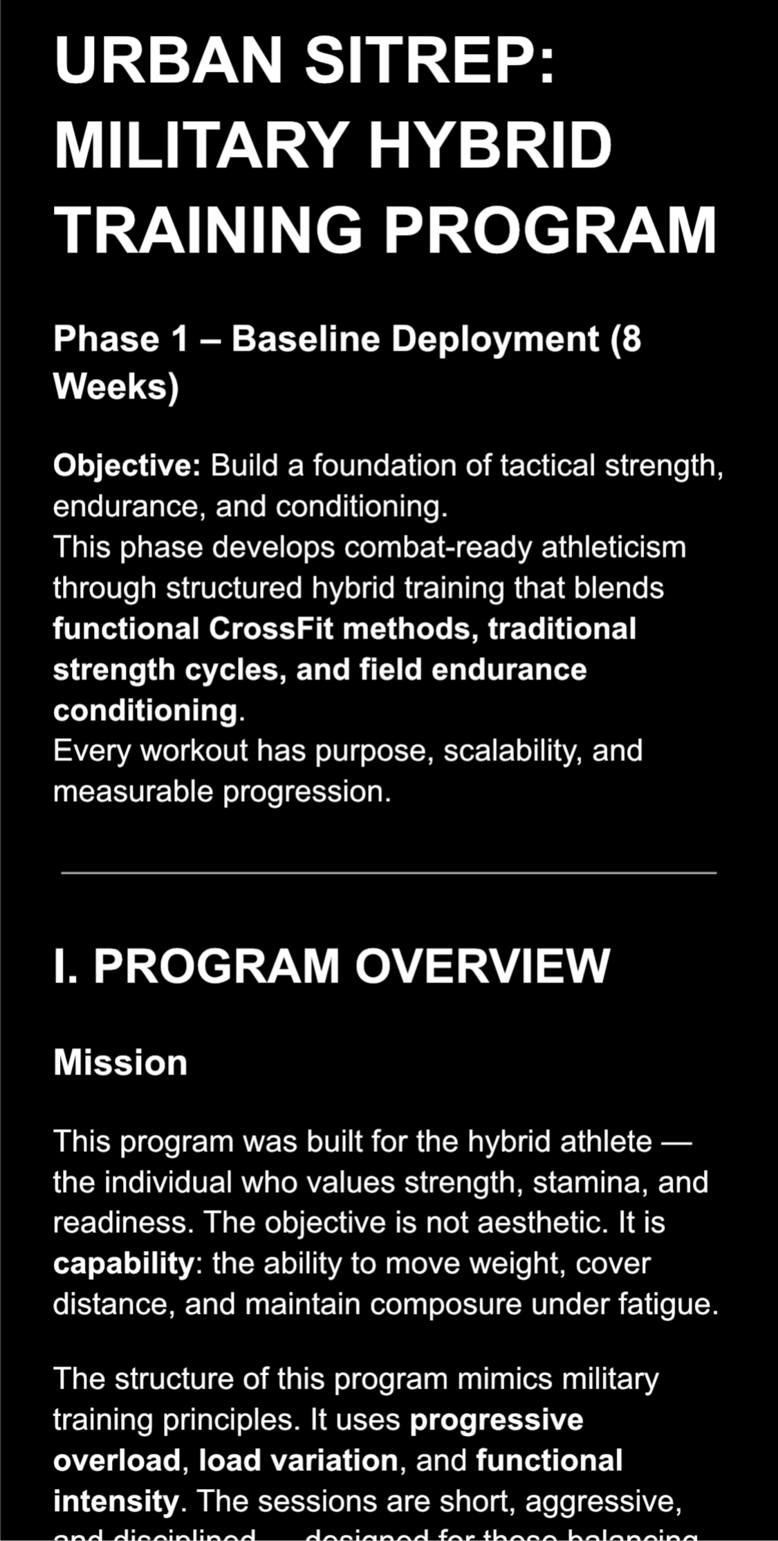 Urban Sitrep: Military Hybrid Training Program